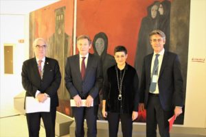 Opening of the exhibition “Gernika : Culture and art at the service of peace” by (left to right) Francisco Rojas Aravena, Rector of the University for Peace, Walter Stevens, EU Ambassador to the United Nations in Geneva, Arancha Gonzalez Laya, Spain’s Minister of Foreign Affairs, and Francesco Pisano, Director of Library & Archives at UNOG. ©UNITED NATIONS LIBRARY & ARCHIVES GENEVA