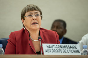 Michelle Bachelet speaking at the 43rd session of the Human Rights Council, February 24, 2020. © UN Photo/Pierre Albouy