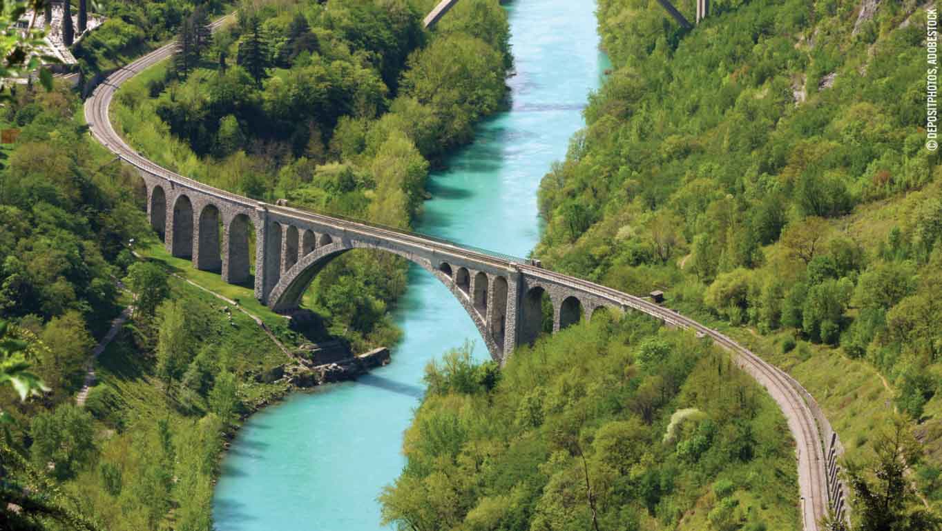 Solkan bridge over Isonzo/Soca River in Nova Gorica, Slovenia